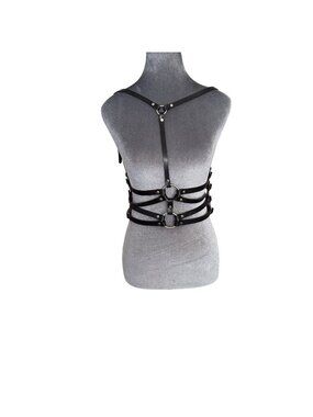 Zana Bayne Black Leather Harness Waist Belt With Adjustable Straps